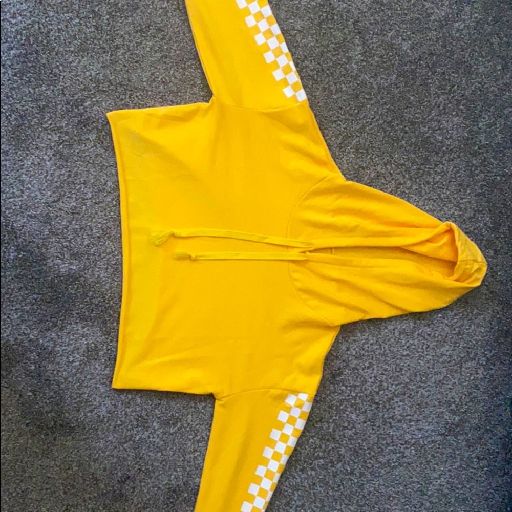 Yellow/orange checkerboard crop hoodie